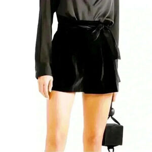 Alice + Olivia Laurine Velvet Paper Bag High Waist Shorts